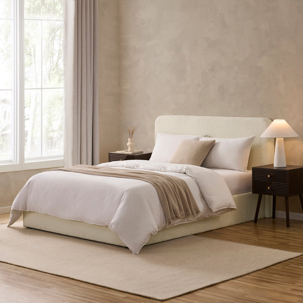 Dusklia - Ascot Bouclé Ottoman Storage Bed - Off White