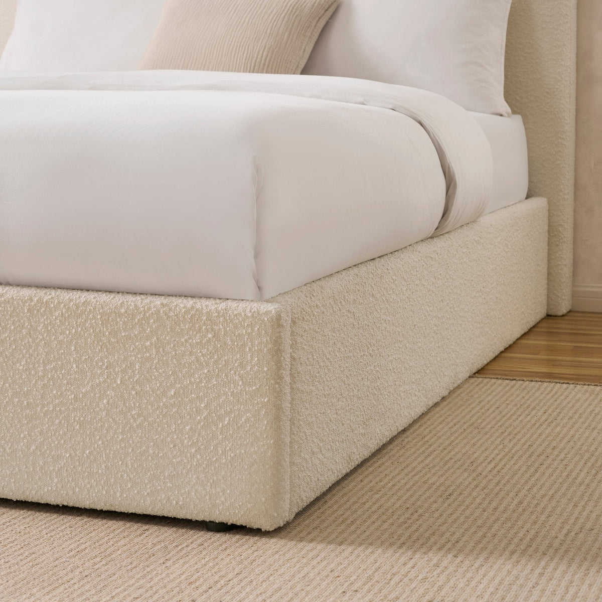 Dusklia - Ascot Bouclé Ottoman Storage Bed - Off White
