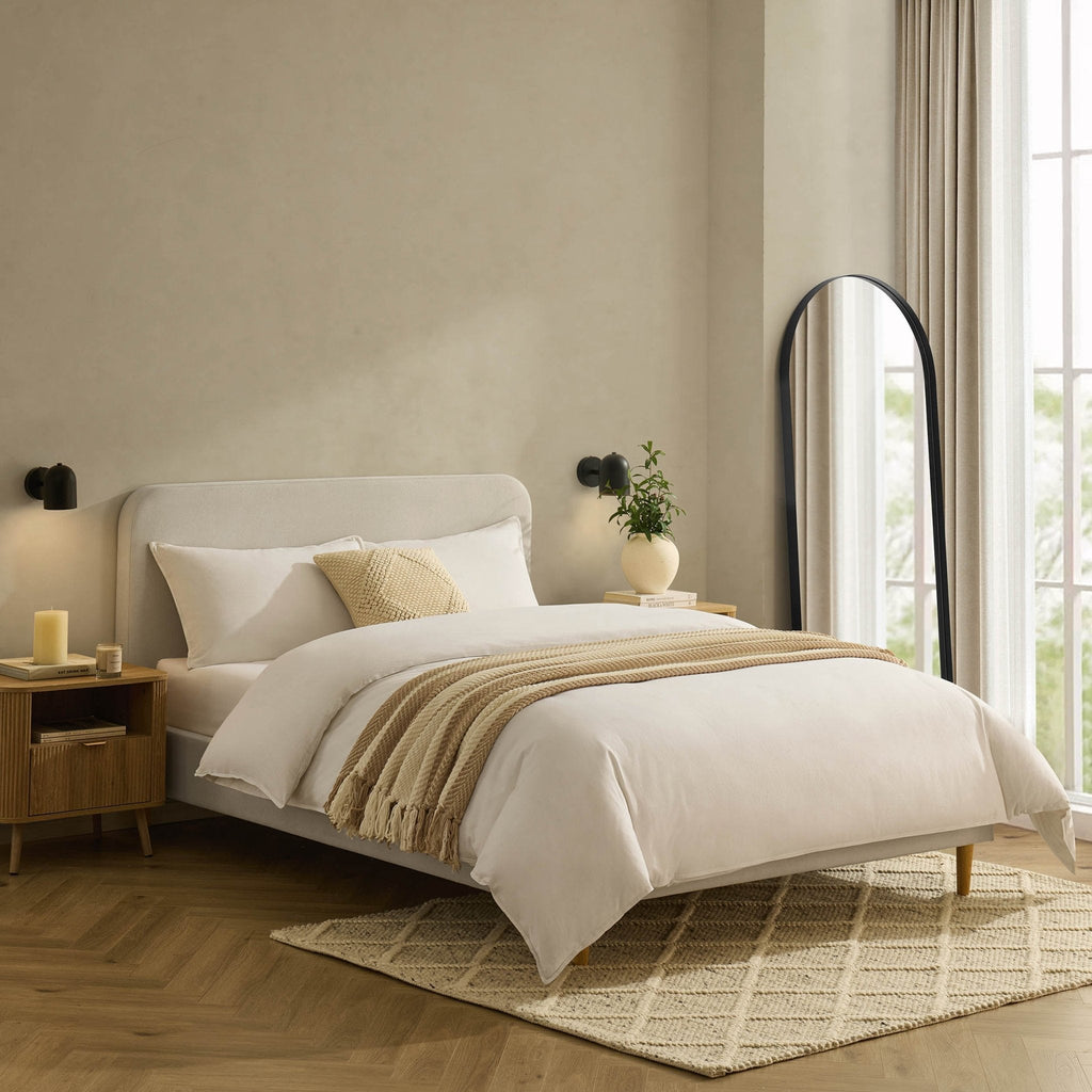 Dusklia - Ascot Henley Bed Frame - Cream Linen