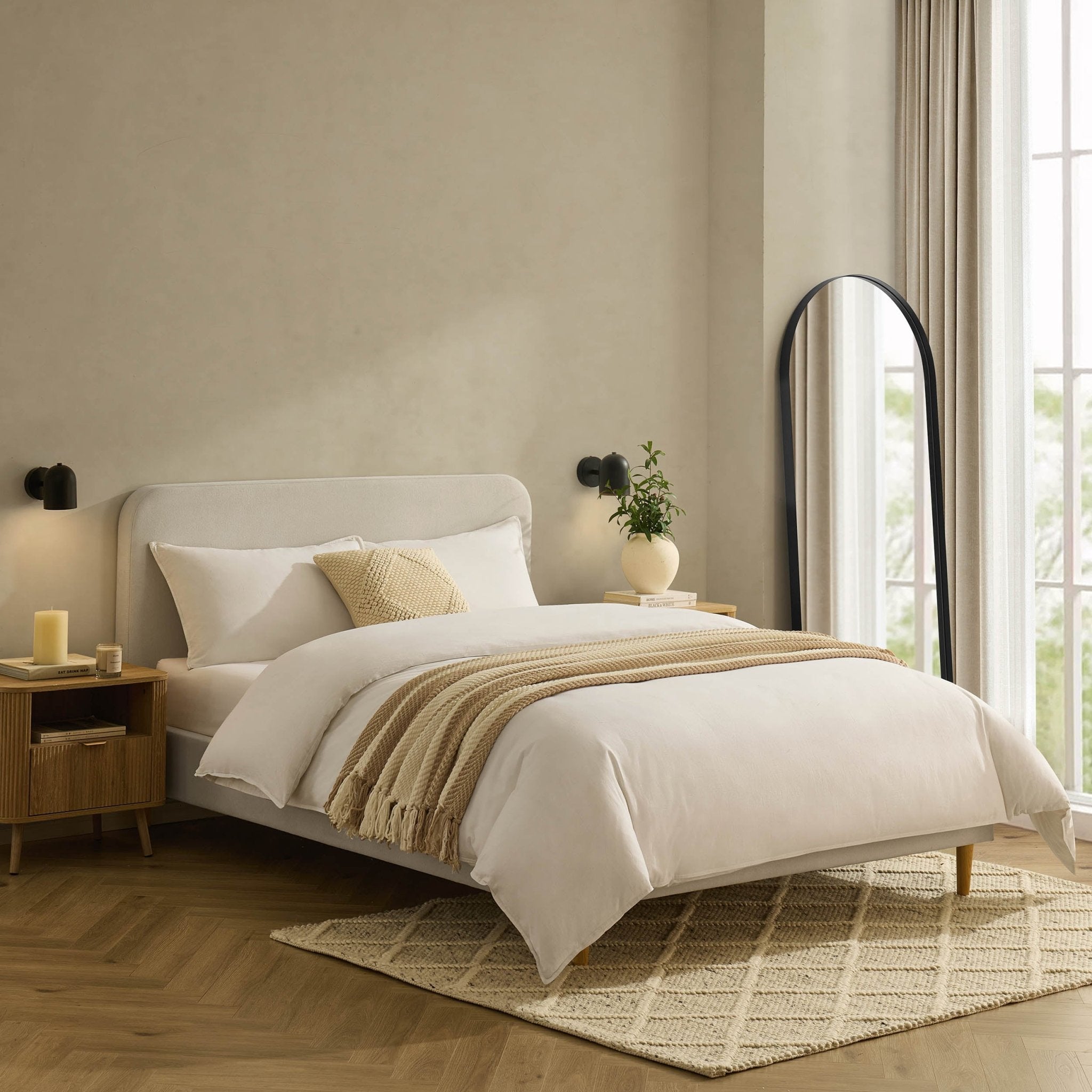 Dusklia - Ascot Henley Bed Frame - Cream Linen