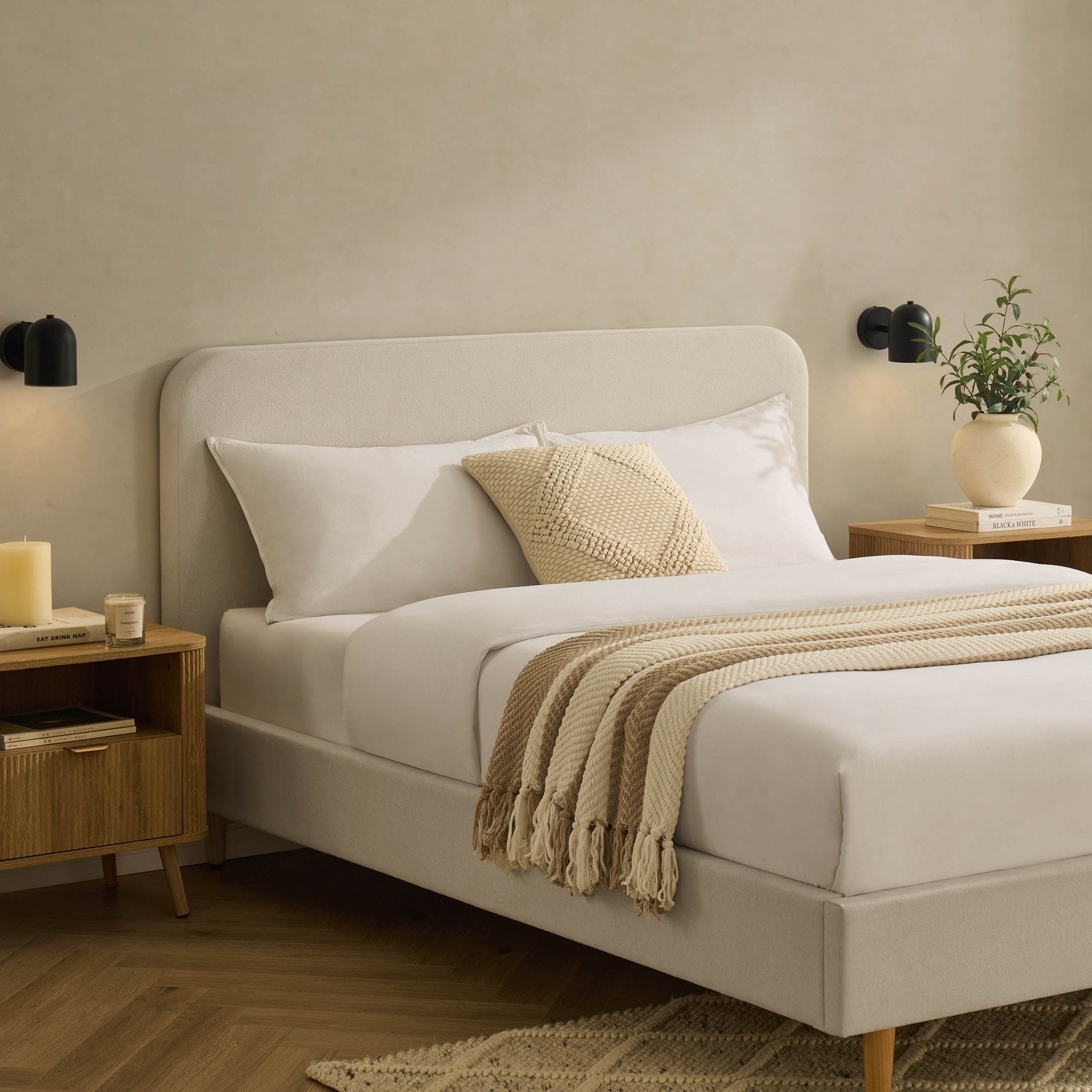 Dusklia - Ascot Henley Bed Frame - Cream Linen