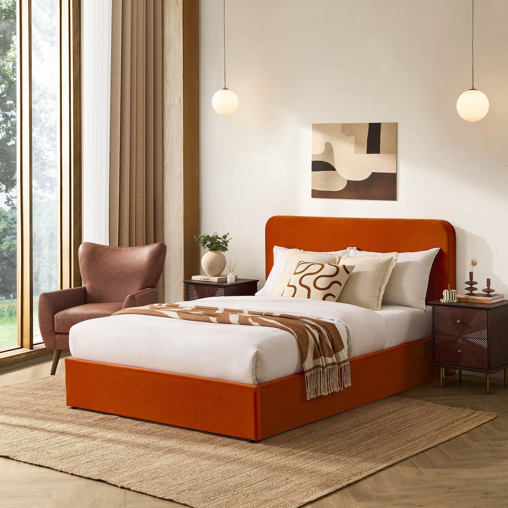 Dusklia - Ascot Ottoman Storage Bed - Bright Orange