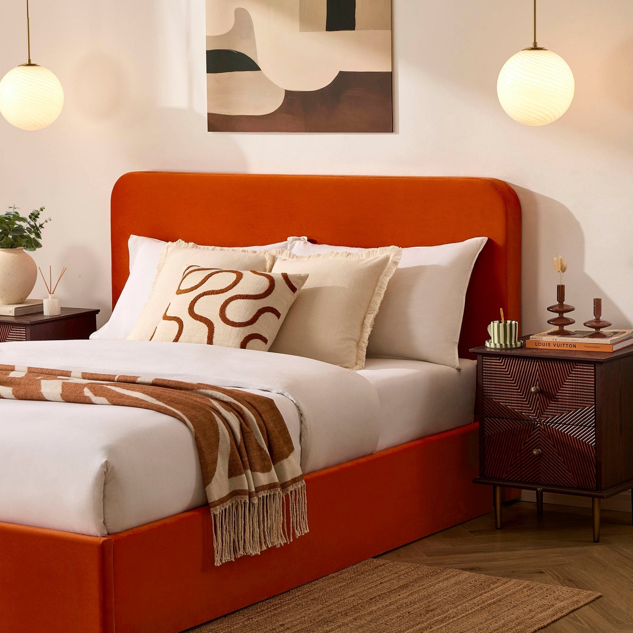 Dusklia - Ascot Ottoman Storage Bed - Bright Orange