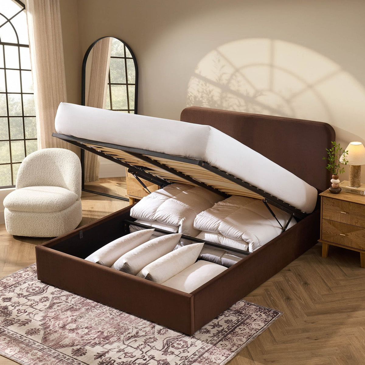 Dusklia - Ascot Ottoman Storage Bed - Cappuccino