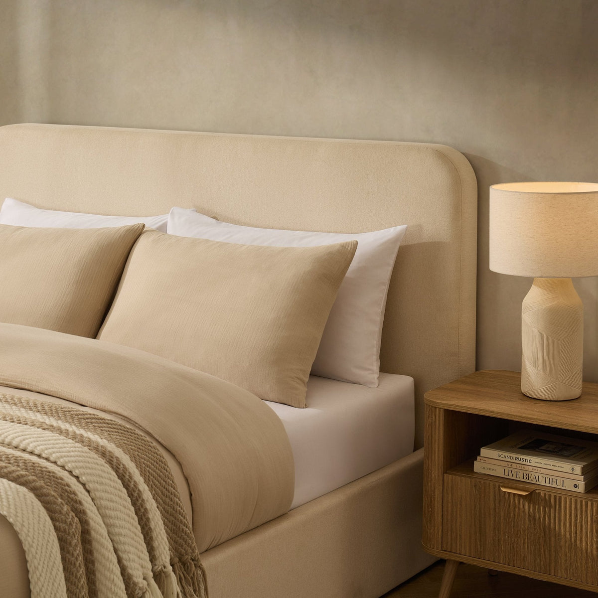 Dusklia - Ascot Ottoman Storage Bed - Cream Linen