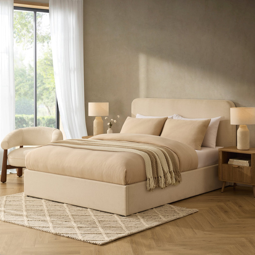 Lit de rangement Ascot - Crème en lin