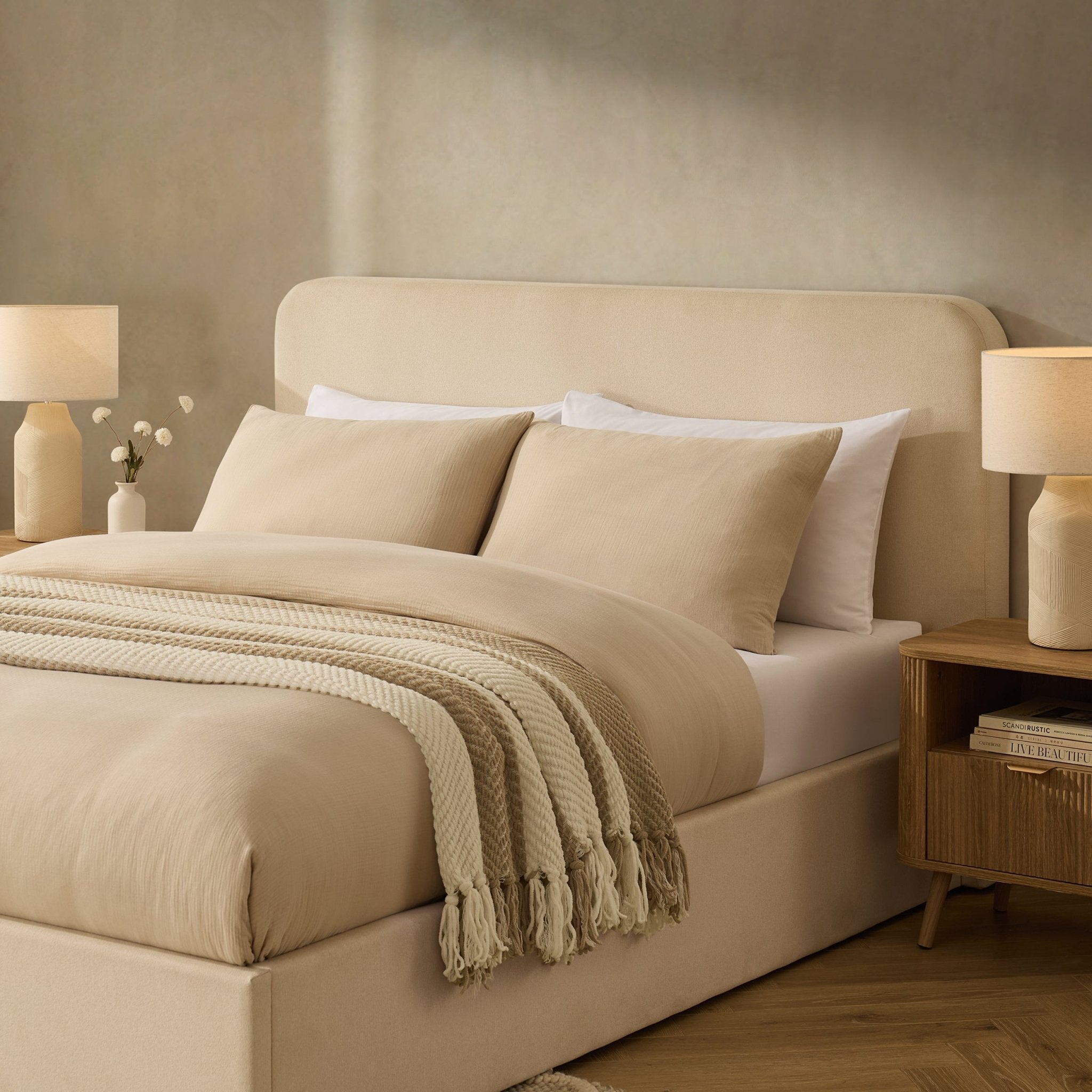 Lit de rangement Ascot - Crème en lin