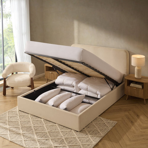 Lit de rangement Ascot - Crème en lin