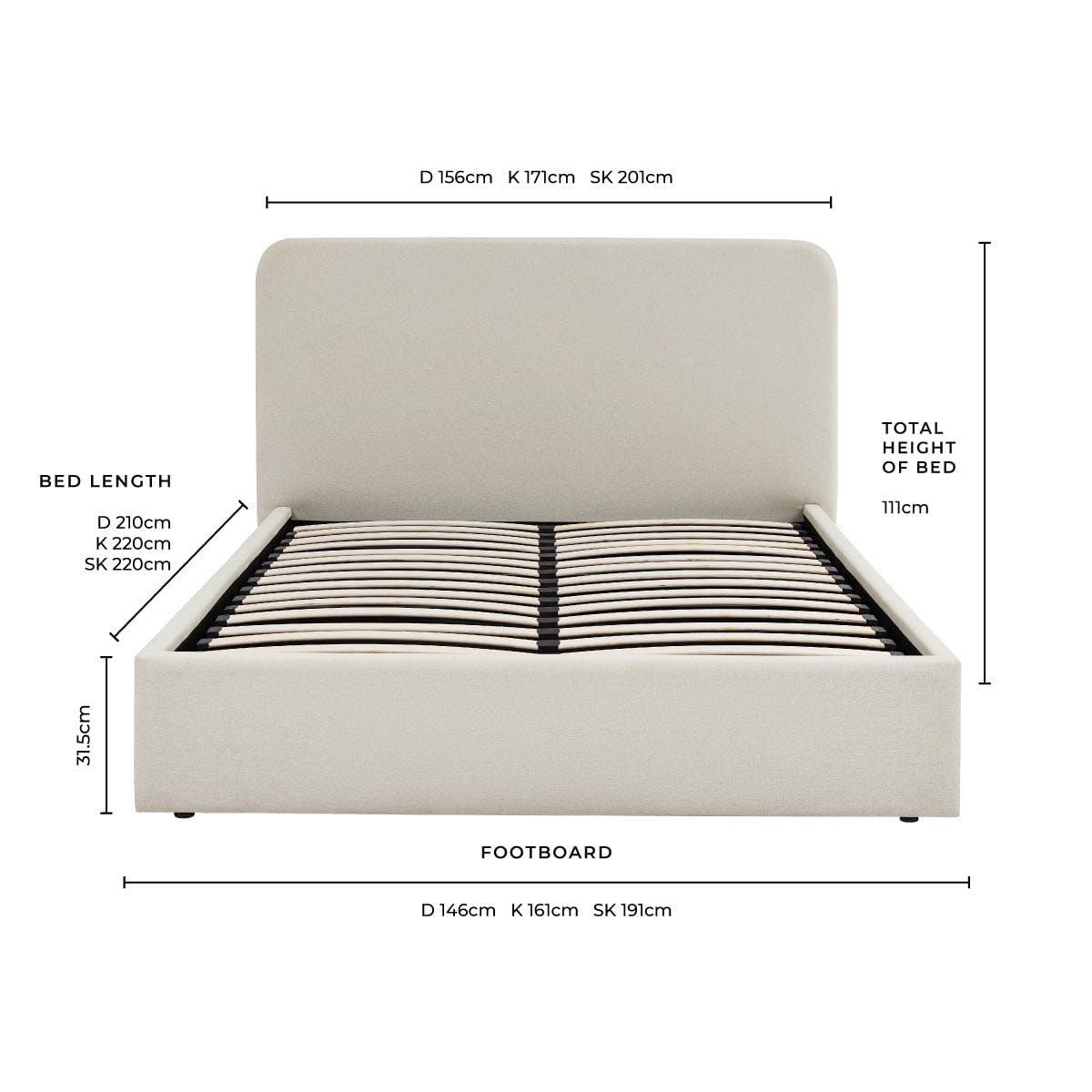 Dusklia - Ascot Ottoman Storage Bed - Natural