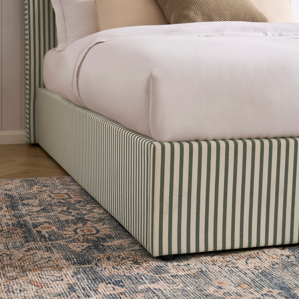 Dusklia - Ascot Ottoman Storage Bed - Sage Stripe