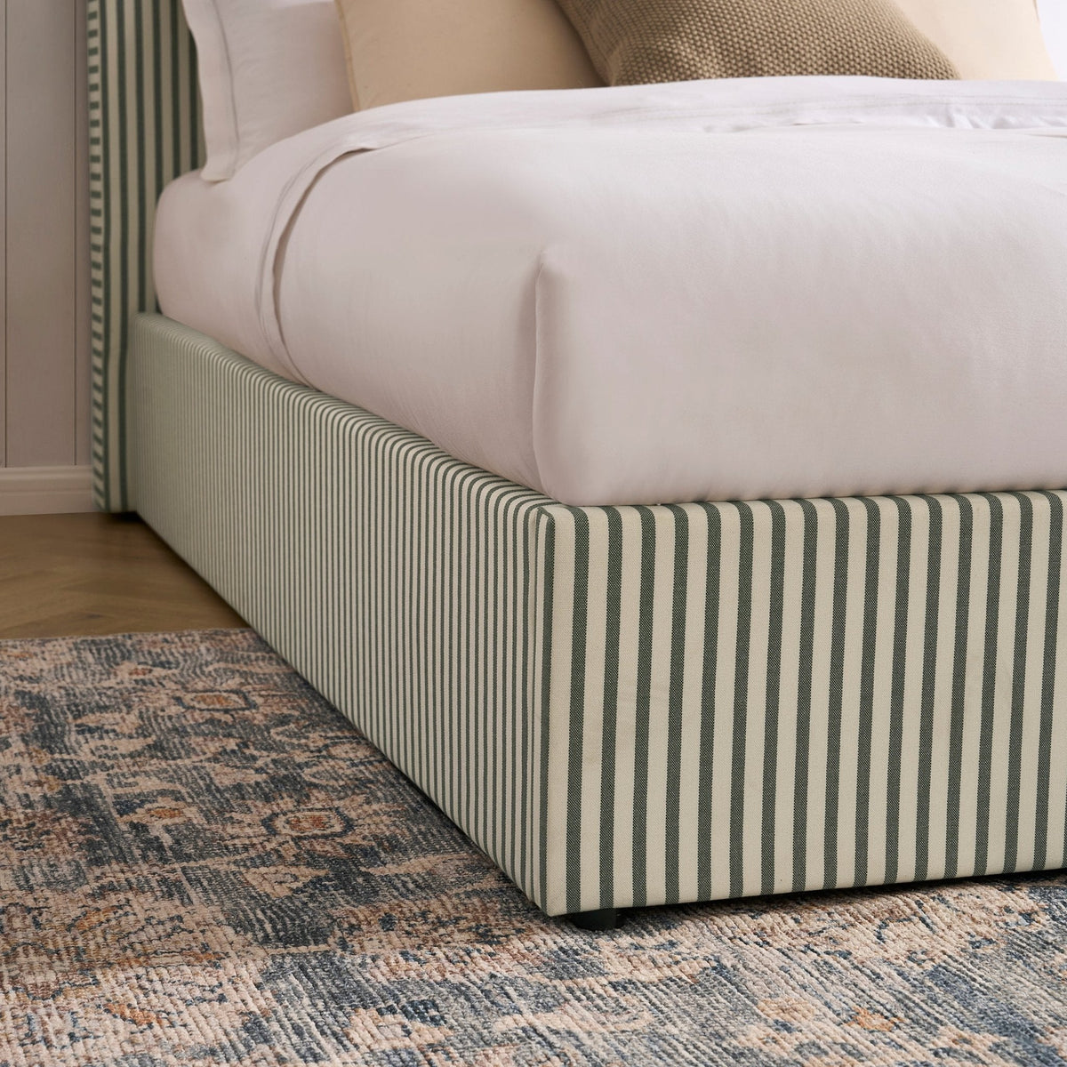 Dusklia - Ascot Ottoman Storage Bed - Sage Stripe