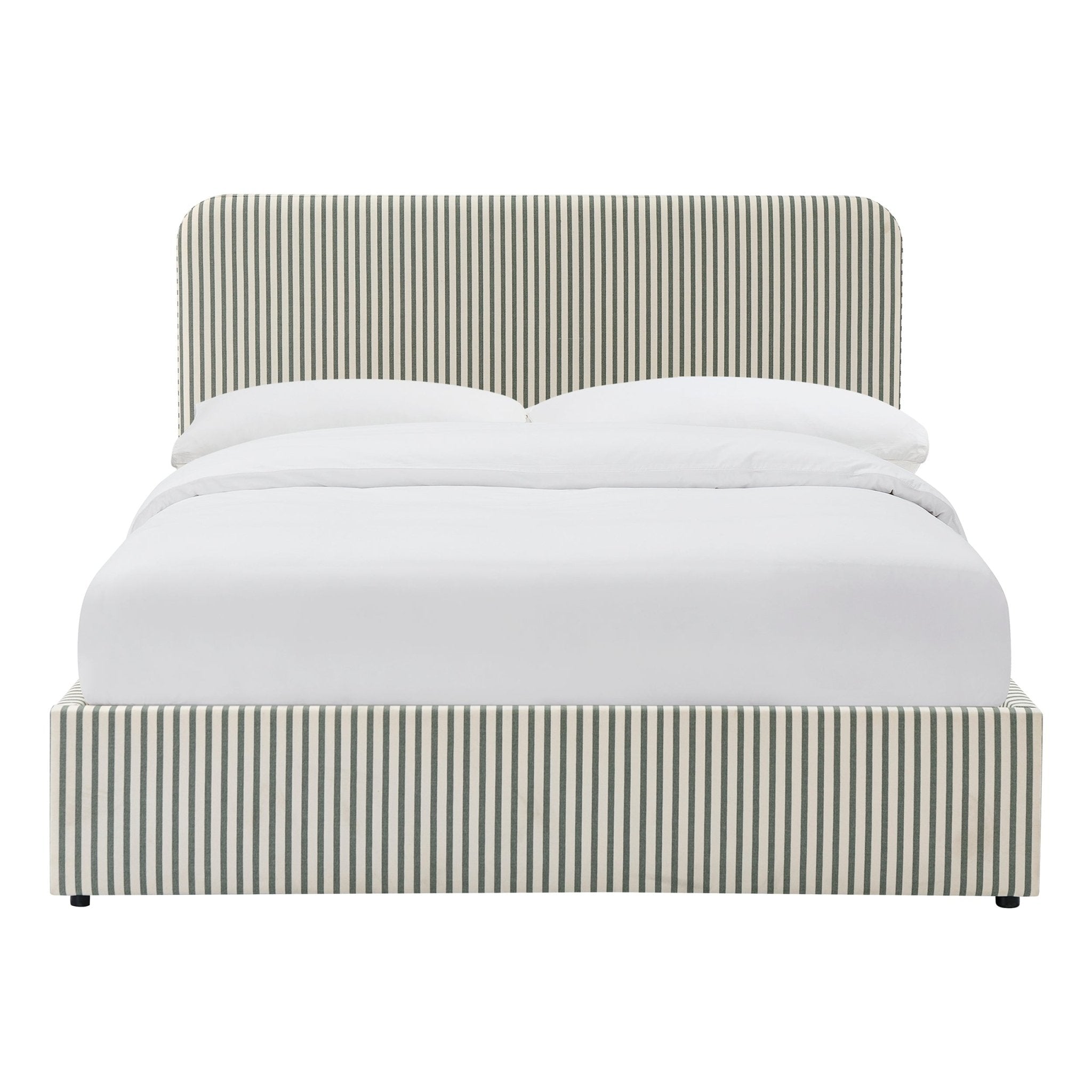 Dusklia - Ascot Ottoman Storage Bed - Sage Stripe