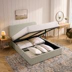 Dusklia - Ascot Ottoman Storage Bed - Sage Stripe