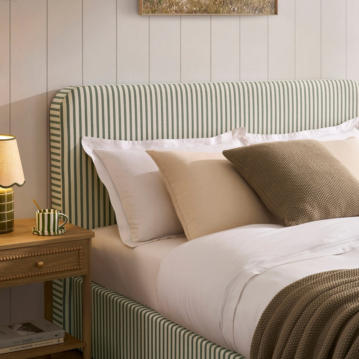 Dusklia - Ascot Ottoman Storage Bed - Sage Stripe