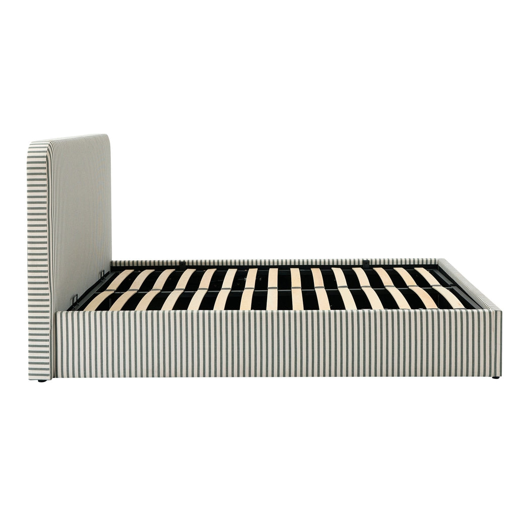 Dusklia - Ascot Ottoman Storage Bed - Sage Stripe