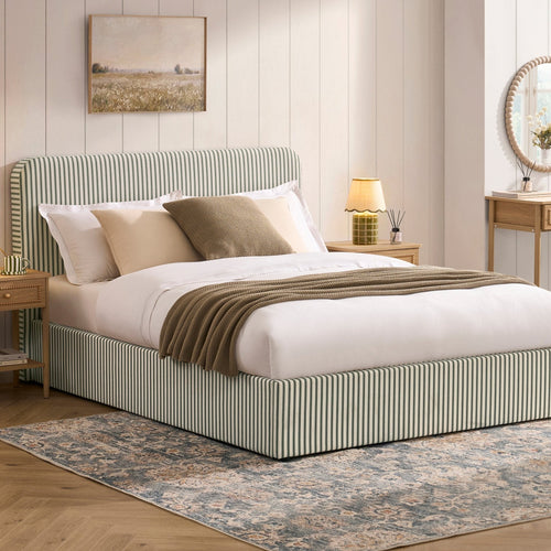 Dusklia - Ascot Ottoman Storage Bed - Sage Stripe