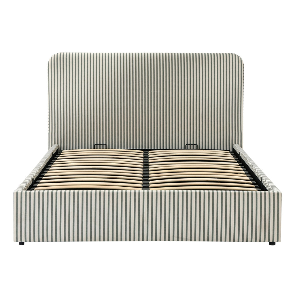 Dusklia - Ascot Ottoman Storage Bed - Sage Stripe
