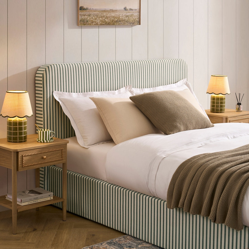 Dusklia - Ascot Ottoman Storage Bed - Sage Stripe