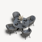 Dusklia - Aspen Outdoor 4 Seater Round Dining Table and Chairs - Grey