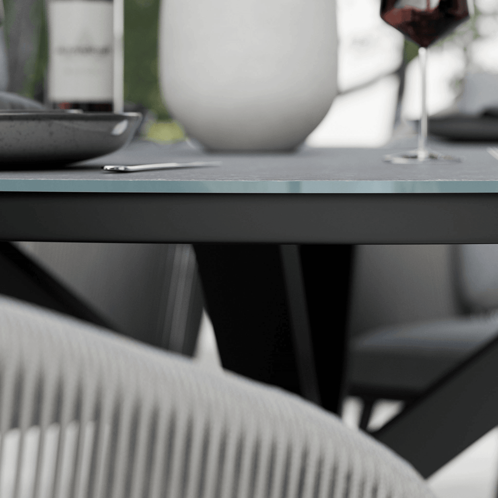 Dusklia - Aspen Outdoor 4 Seater Round Dining Table and Chairs - Grey