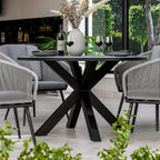 Dusklia - Aspen Outdoor 4 Seater Round Dining Table and Chairs - Grey