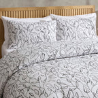 Dusklia - Astrid 100% Cotton Duvet Cover & Pillowcase Set - Off White/Black