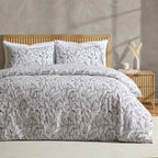 Dusklia - Astrid 100% Cotton Duvet Cover & Pillowcase Set - Off White/Black