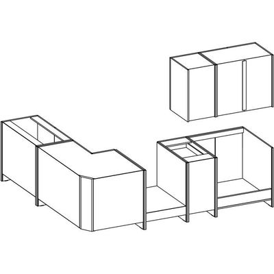 ATLAS Cuisine complète d'angle 8 éléments (reversible droit / gauche) - Décor blanc - L270 cm - Plan de travail non inclus