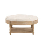 Dusklia - Aubrey Round Coffee Table Pouffe - Cream Linen