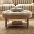 Dusklia - Aubrey Round Coffee Table Pouffe - Cream Linen