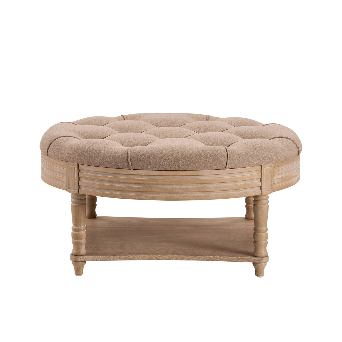 Dusklia - Aubrey Round Coffee Table Pouffe - Oatmeal