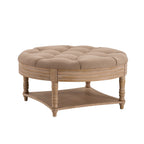 Dusklia - Aubrey Round Coffee Table Pouffe - Oatmeal