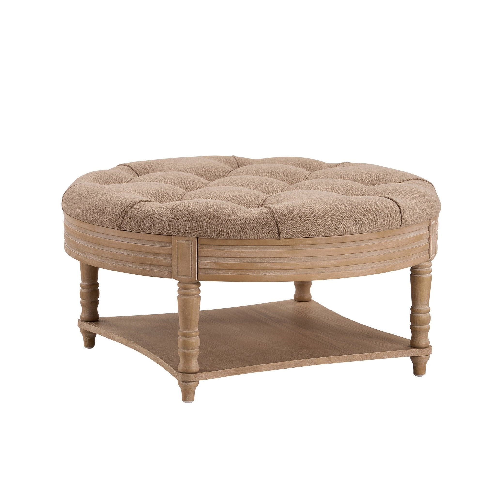 Dusklia - Aubrey Round Coffee Table Pouffe - Oatmeal