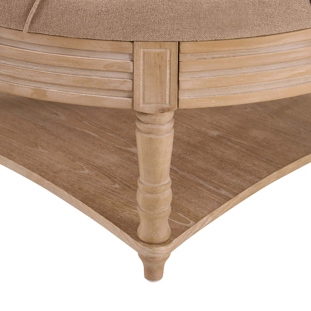 Dusklia - Aubrey Round Coffee Table Pouffe - Oatmeal