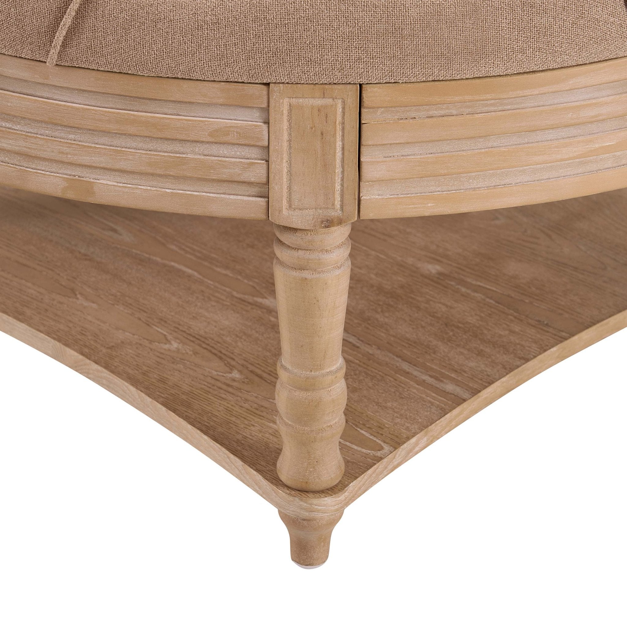Dusklia - Aubrey Round Coffee Table Pouffe - Oatmeal