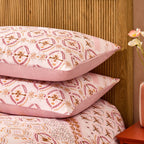 Dusklia - Aurora 100% Cotton Tile Print Duvet Cover & Pillowcase Set - Pink