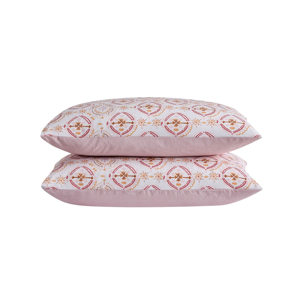 Dusklia - Aurora 100% Cotton Tile Print Duvet Cover & Pillowcase Set - Pink