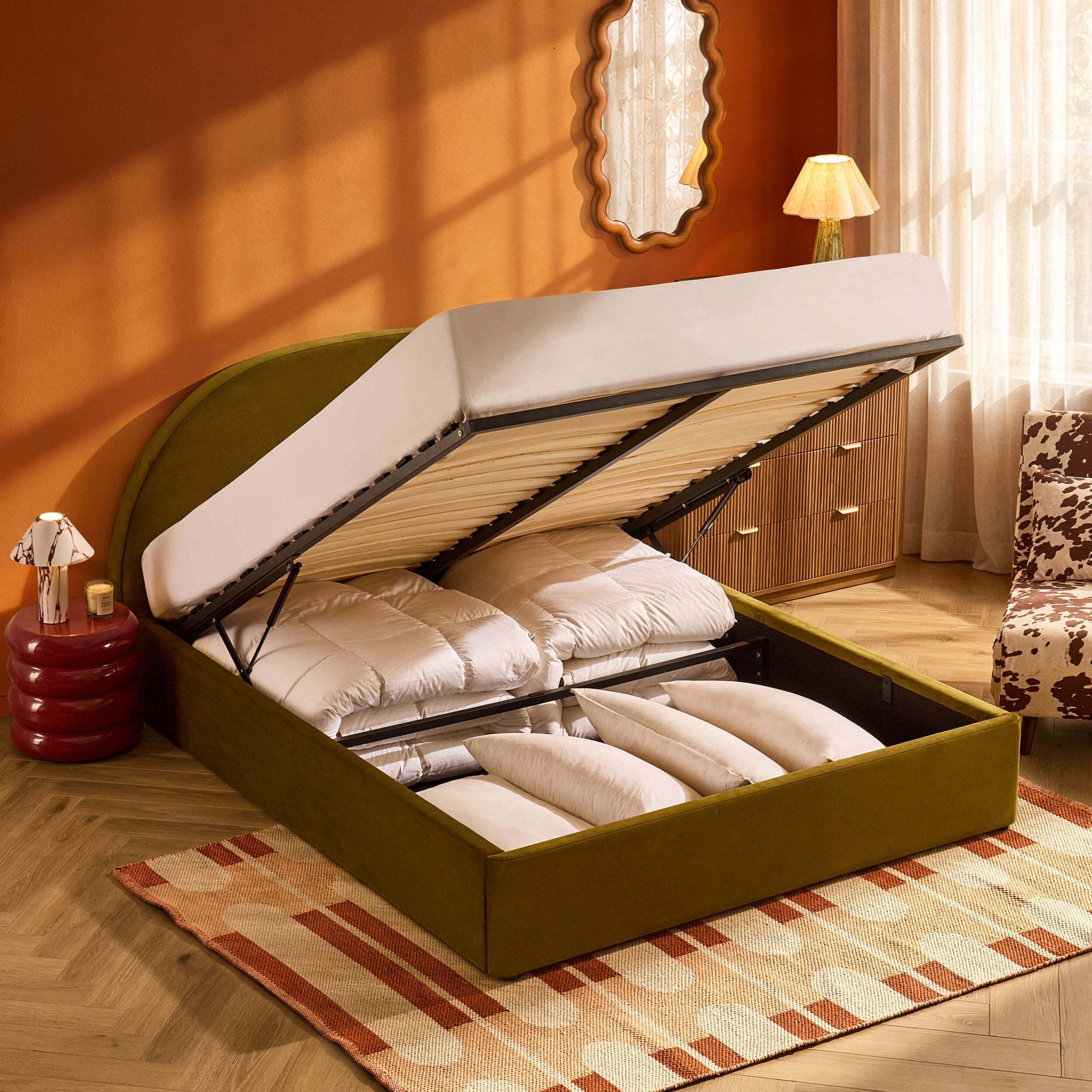 Lit de rangement ottoman Austin - Vert riche