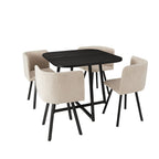 Dusklia - Ava Space Saver 4 Seater Dining Table and Chairs - Black/Stone