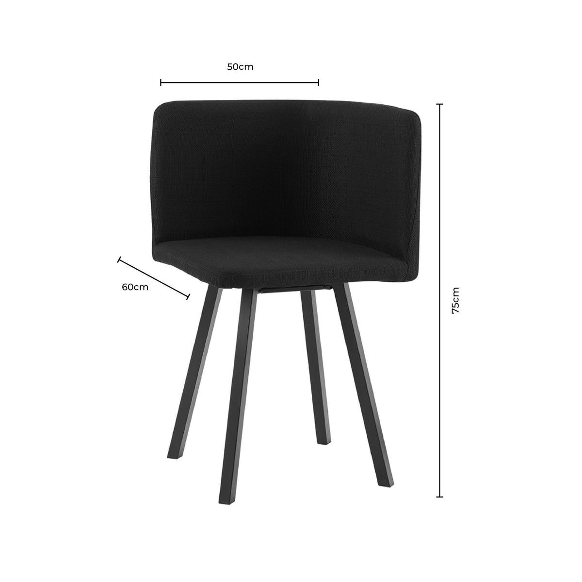 Dusklia - Ava Space Saver 4 Seater Dining Table and Chairs - Black/Stone