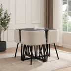 Dusklia - Ava Space Saver 4 Seater Dining Table and Chairs - Black/Stone
