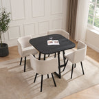 Dusklia - Ava Space Saver 4 Seater Dining Table and Chairs - Black/Stone