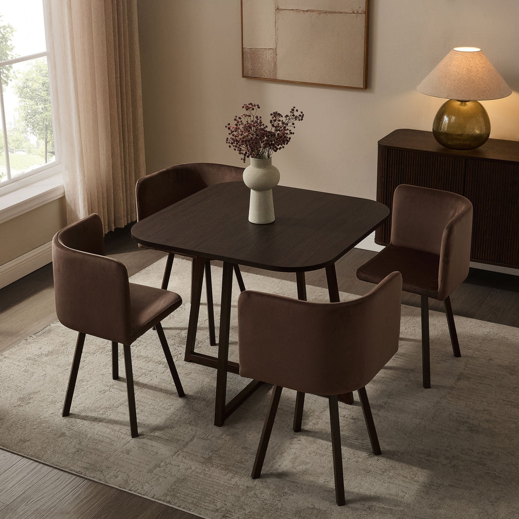 Dusklia - Ava Space Saver 4 Seater Dining Table and Chairs - Cappuccino