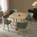 Dusklia - Ava Space Saver 4 Seater Dining Table and Chairs - Light Wood/Green