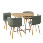 Dusklia - Ava Space Saver 4 Seater Dining Table and Chairs - Light Wood/Green