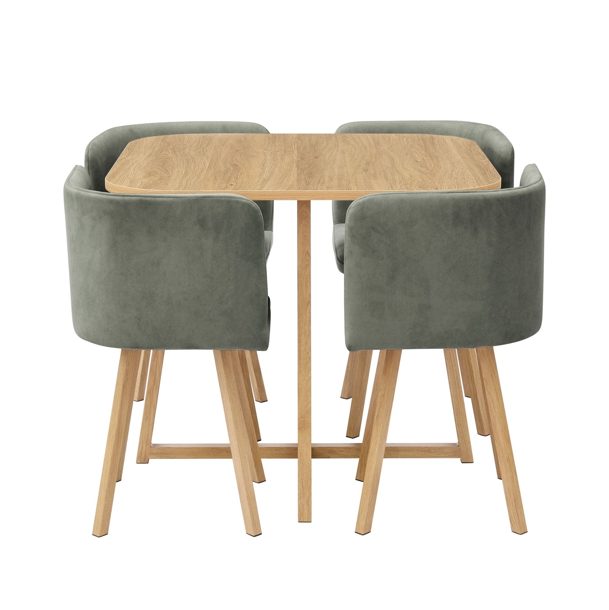 Dusklia - Ava Space Saver 4 Seater Dining Table and Chairs - Light Wood/Green