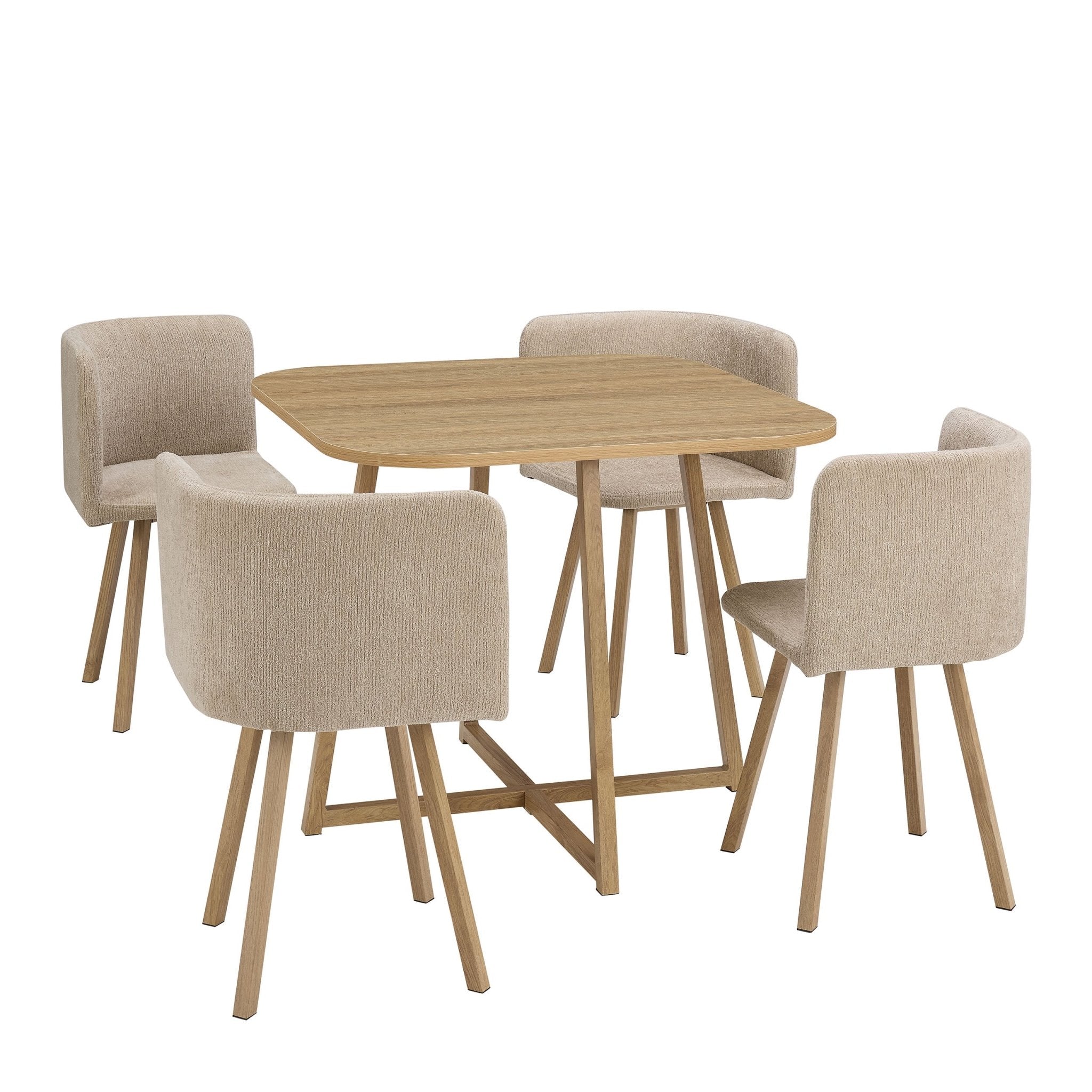 Dusklia - Ava Space Saver 4 Seater Dining Table and Chairs - Mushroom