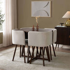 Dusklia - Ava Space Saver 4 Seater Dining Table and Chairs - Walnut/Stone