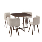 Dusklia - Ava Space Saver 4 Seater Dining Table and Chairs - Walnut/Stone
