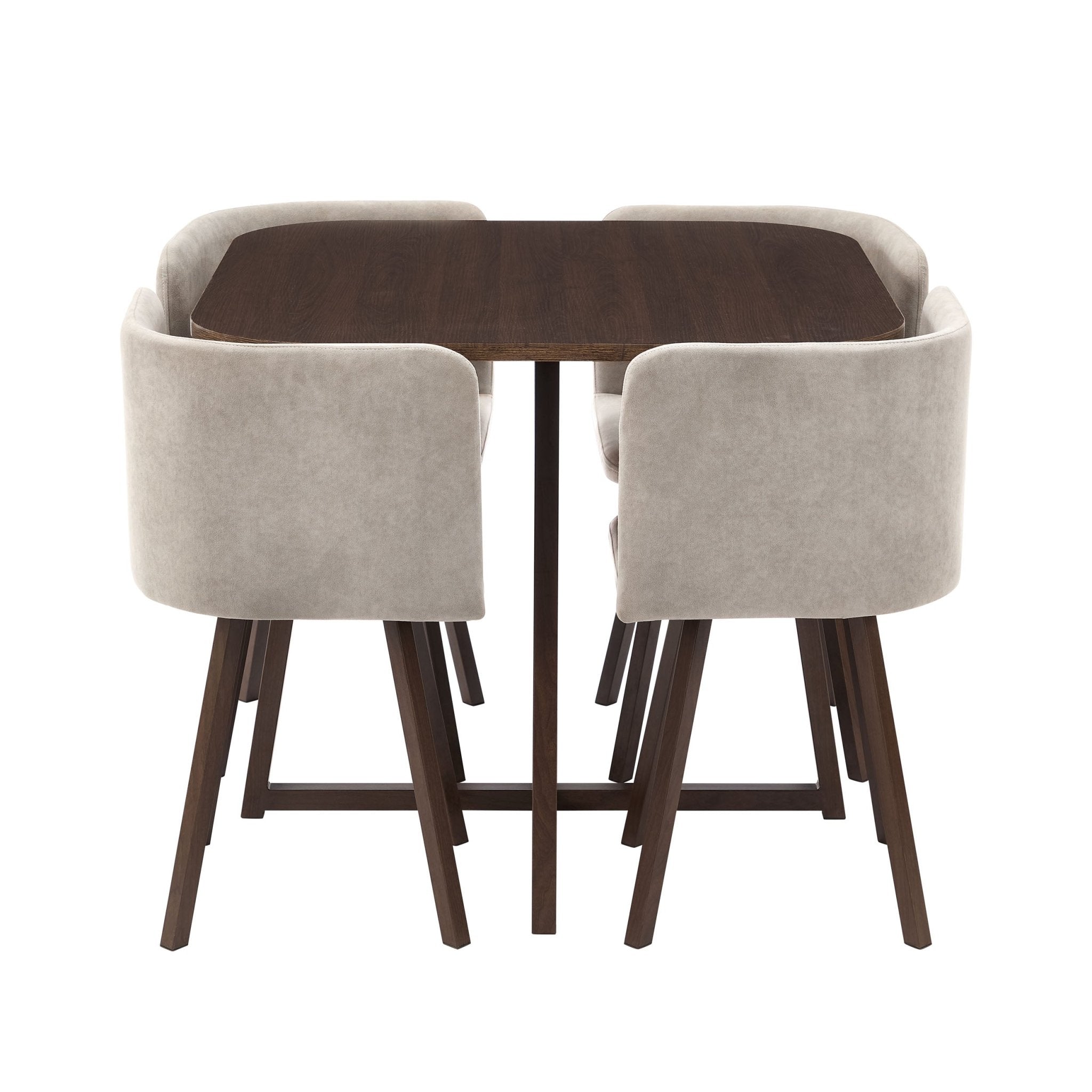 Dusklia - Ava Space Saver 4 Seater Dining Table and Chairs - Walnut/Stone